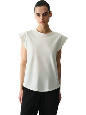 Penti Beyaz Bisiklet Yaka Pamuklu Tişört