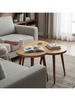 Mobenta Merge Orbit-3, Mobenta Merge Orbit Modern Masif Orta Sehpa ve 3\'lü Zigon Akışkan Form - Bz-Bz-Bz