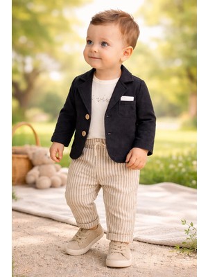 Almira Anne Bebek Erkek Bebek Müslin Kumaşlı Gömlek ve Pantolon Takım