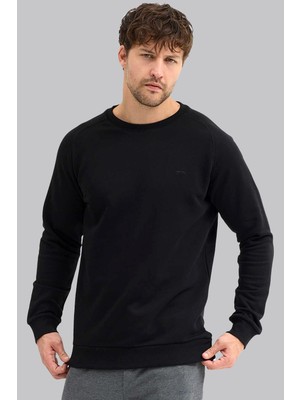 Slazenger 5610 Erkek Siyah Regular Fit Bisiklet Yaka 3 Iplik Sweatshirt – Günlük & Spor Kullanım