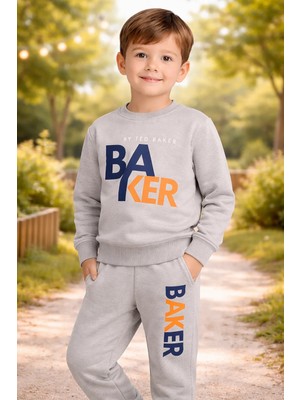 Almira Anne Bebek Erkek Çocuk Gri Yazılı Eşofman Takımı