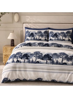 More Home Lastikli Çarşaflı Nevresim Takımı Çift Kişilik Ağaç Desen