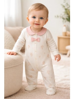 Almira Anne Bebek Krem Bebek Tulum 0-3 Ay Kız Bebek Için Rahat ve Şık