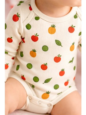Almira Anne Bebek Günlük Bebek Giyim Için Meyve Desenli Uzun Kollu Body