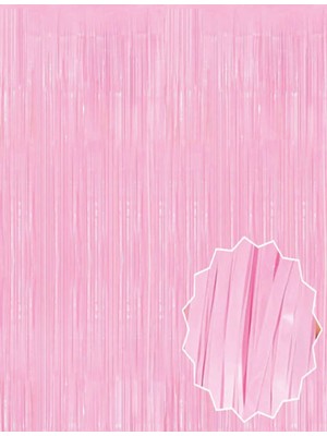 Selfbuysell Soft Pembe Püsküllü Kapı Perdesi - Parti, Baby Shower, Cinsiyet Partisi 1x2 M