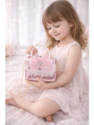 Selvira Kız Çocuk Inci Askılı Prenses Çanta – Taç Detaylı, Fiyonklu, Parlak Mini Omuz & El Çantası