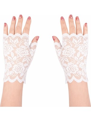 Store Mania Ieg™ Beyaz Dantel Parmaksız Kısa Eldiven