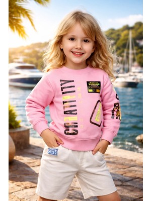 Almira Anne Bebek Kız Çocuk Sweatshirt 3 Yaş Pudra Uzun Kol Renkli Giyim