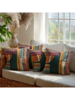 Güzel Mağaza Dijital Baskı Nakış Desenli 4 'lü Aynı Desen Kare Kırlent Kılıfı