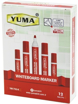Selfbuysell Yuma YM-793-K  Kırmızı  Beyaz Tahta Kalemi  3mm Yuvarlak Uç (5324)