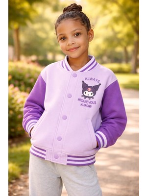 Almira Anne Bebek Kız Çocuk Kuromi Baskılı Şardonlu Kolej Ceket
