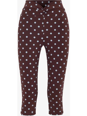 Penti Kahverengi Puantiyeli Beli Büzgülü Pamuklu Kapri Tayt