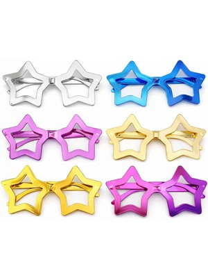 DS LLC Yıldız Parti Gözlüğü 12'li Set – 6 Renk ( Camsız ) Iegtgrs-34