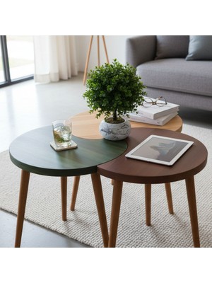 Mobenta Merge Orbit-3, Mobenta Merge Orbit Modern Masif Orta Sehpa ve 3\'lü Zigon Akışkan Form - Ye-Bk-Bz