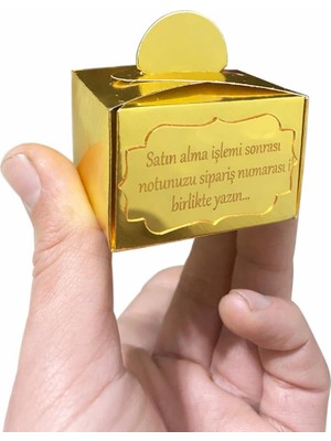 SHR Tasarım 50 Adet Gold Pleksi Isme Özel Lokumluk Mevlüt Yeni Doğum Bebek Hediyelik