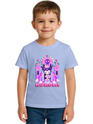 Sedirli Unisex Kuromi Baskılı Çocuk Tişört Pamuklu Penye Kumaş