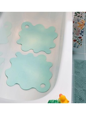 IKEA Quality 2 Adet Banyo Kaydırmazı 43X43 cm Küvet Içi Vantuzlu Kaydırmaz Paspas Açık Turkuaz Renk Kaymaz