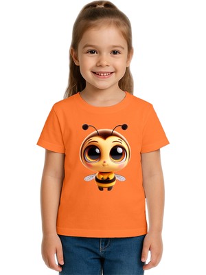 Sedirli Unisex Arı Bee Baskılı Çocuk Tişört Pamuklu Penye Kumaş