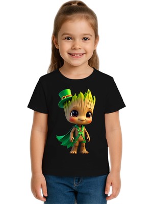 Sedirli Unisex Groot Baskılı Çocuk Tişört Pamuklu Penye Kumaş