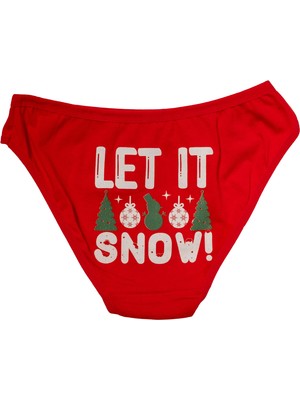 Giyim Kırmızı Yılbaşı Desenli Let It Snow Pamuklu Külot Beruflic