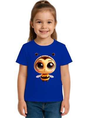 Sedirli Unisex Arı Bee Baskılı Çocuk Tişört Pamuklu Penye Kumaş
