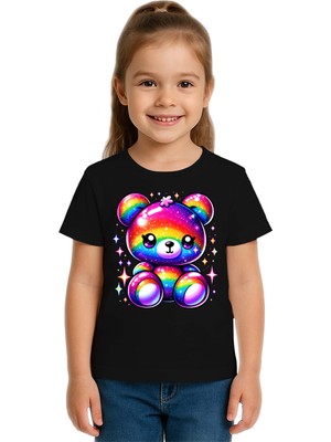 Sedirli Unisex Ayıcık Bear Baskılı Çocuk Tişört Pamuklu Penye Kumaş