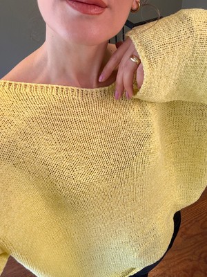 Ali Butik Sarı Kayık Yaka Rahat Kalıp Triko