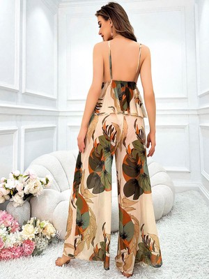 Giyim Özel Tasarım Çiçek Desenli Salaş Şık Dekolteli 2'li Takım Beruflic