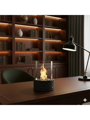 Starfire Fire Stone Masaüstü Dumansız Şömine – Kokusuz Gerçek Alev, Dekoratif Ambiyans