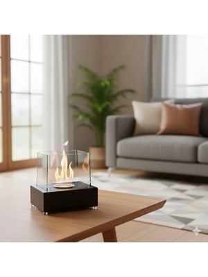 Starfire Mini Elegance Masaüstü Dumansız Şömine – Kokusuz Gerçek Alev, Dekoratif Ambiyans