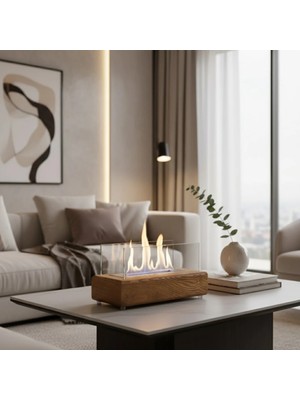 Starfire Mini Relax Masaüstü Dumansız Şömine – Kokusuz Gerçek Alev, Dekoratif Ambiyans