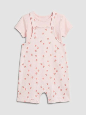 LC Waikiki Baskılı Kız Bebek Salopet ve Tişört  (S6)