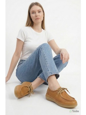 Mammamia Kadın Yumuşak Hakiki Deri Ortopedik Spor Tarz Yazlık Ayakkabı M27YA/7545