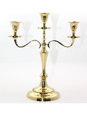 Selfbuysell Pirinç 3'lü Şamdan 4612