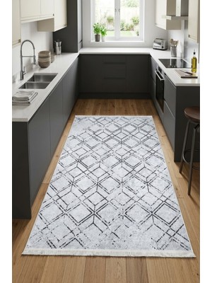 Hahay Yıkanabilir Kilim Beyaz Vintage Desen