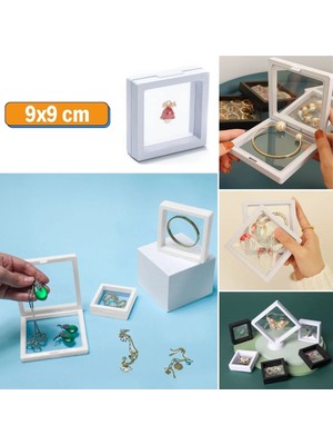  Özgün Adım® 9x9 cm Standlı 3D Takı Ziynet Hatıra Koleksiyon Saklama Kutusu Şeffaf Film Çerçevesi