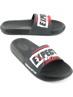 Gezer Erkek Yazlık PU Terlik Siyah Renk Ev Bahçe Banyo Havuz İçin Düz Taban