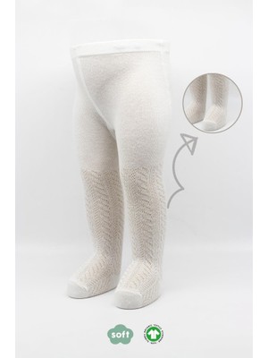 Tekli Zikzak Kabartma Penye Külotlu Çorap BS50108 Ekru ARLSTRTCH-RSG3256