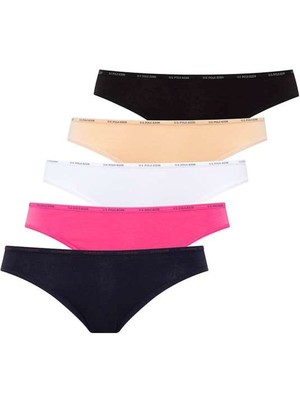 Kadın Renkli Pamuklu 5'li Paket Düşük Bel Slip Külot 67001