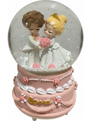 Çınaroğlu AVM Hediyelik Kişiye Özel Gelin Damat Kar Küresi – Düğün Temalı Romantik Dekoratif Hediyelik (Büyük Boy)