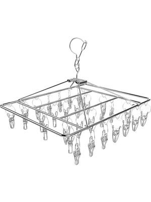 Sunup SN-29188 Metal Çorap Askısı 30 Mandallı Paslanmaz Çelik Iç Çamaşırı Kurutma Askılığı