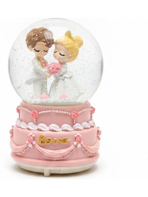 Çınaroğlu Avm Kar Küresi Love Yazılı Pilli Işıklı Müzikli Orta Boy Dönence Kalpli Sevgililere Özel Porselen