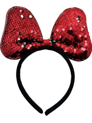 Selfbuysell Renk Değiştiren Pullu Payetli Fiyonk Parti Tacı Kırmızı Gümüş Renk 20X16 cm