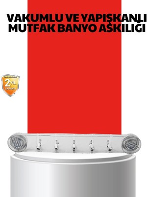 Epilons Mey Ithalat® Vakumlu ve Yapışkanlı Mutfak Banyo Askılığı 5 Bölmeli Pratik Düzenleyici