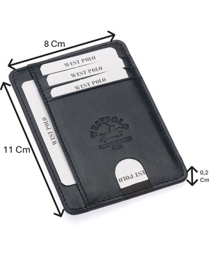 Westpolo Hakiki Eskitme Deri Kağıt Para Bölmeli Unisex Kartlık - Antrasit