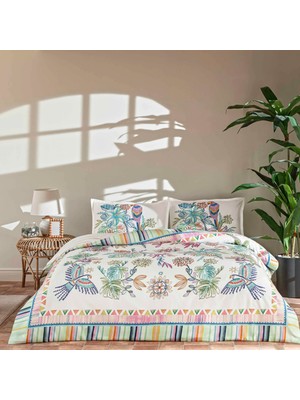 Linens Allday Aster Pamuk Saten Çift Kişilik Nevresim Takımı Beyaz