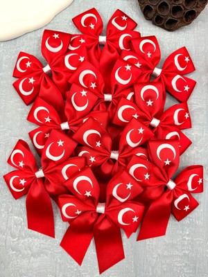 Türk Bayrak Desenli  Lastik Toka 10 Adet Bayram Tokası