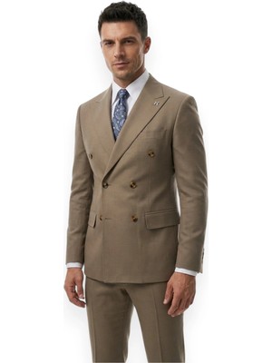 HERMOSE Signature | Sahra Beji Kruvaze Takım Elbise