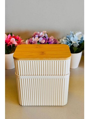 Makri Home Ikili Bambu Kapaklı Dikdörtgen Saklama ve Beslenme Kutusu, 0,5 Litre ve 1 Litre Hacminde 2 Adet Kutu