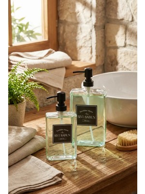 Makri Home 350 ML+500 ml Ikili Modern ve Şık Tasarım Cam Sıvı Sabunluk Seti